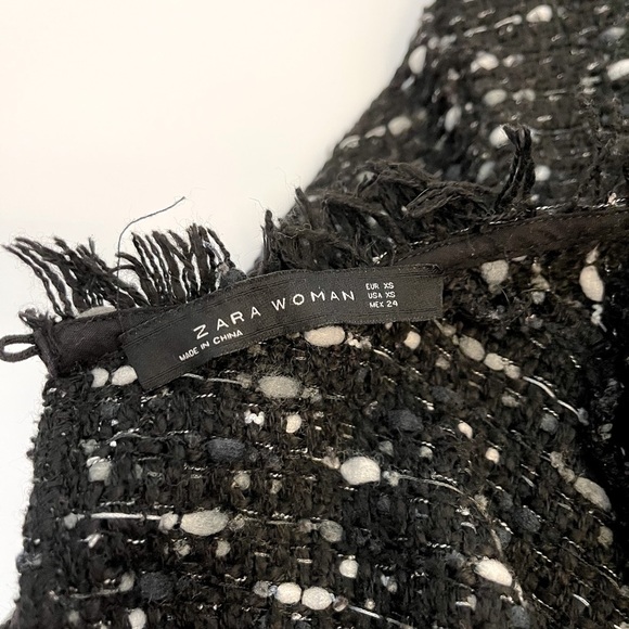Zara Black & White Tweed Fringe Mini Dress Size XS - Picture 7 of 7